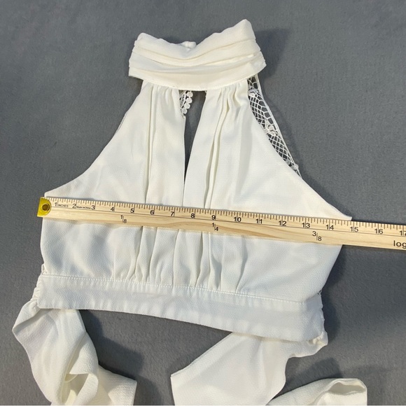 COMI Women’s Elegant White Lace Halter Top, with Tie Back or Around Waist,size S - Picture 4 of 7